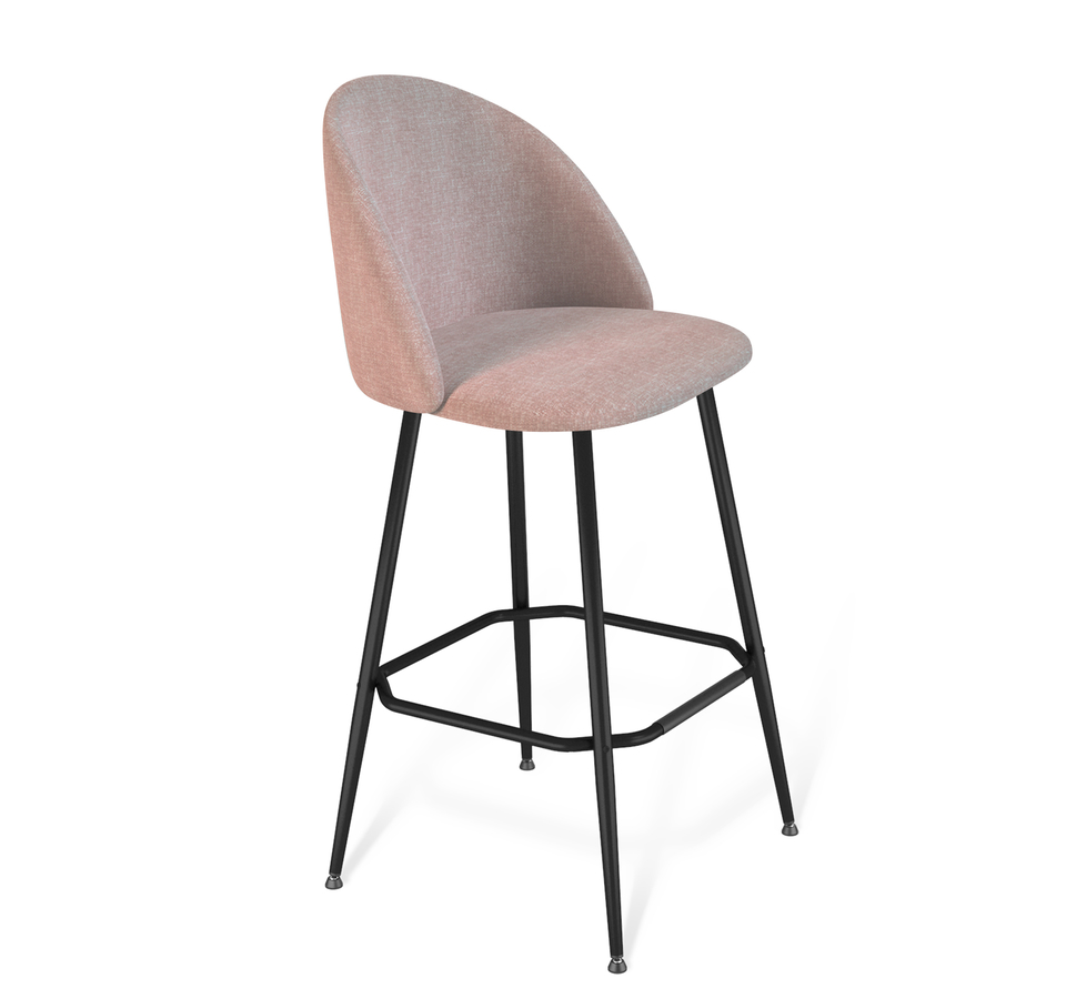Барный стул Порто, пыльно-розовый, черный фото