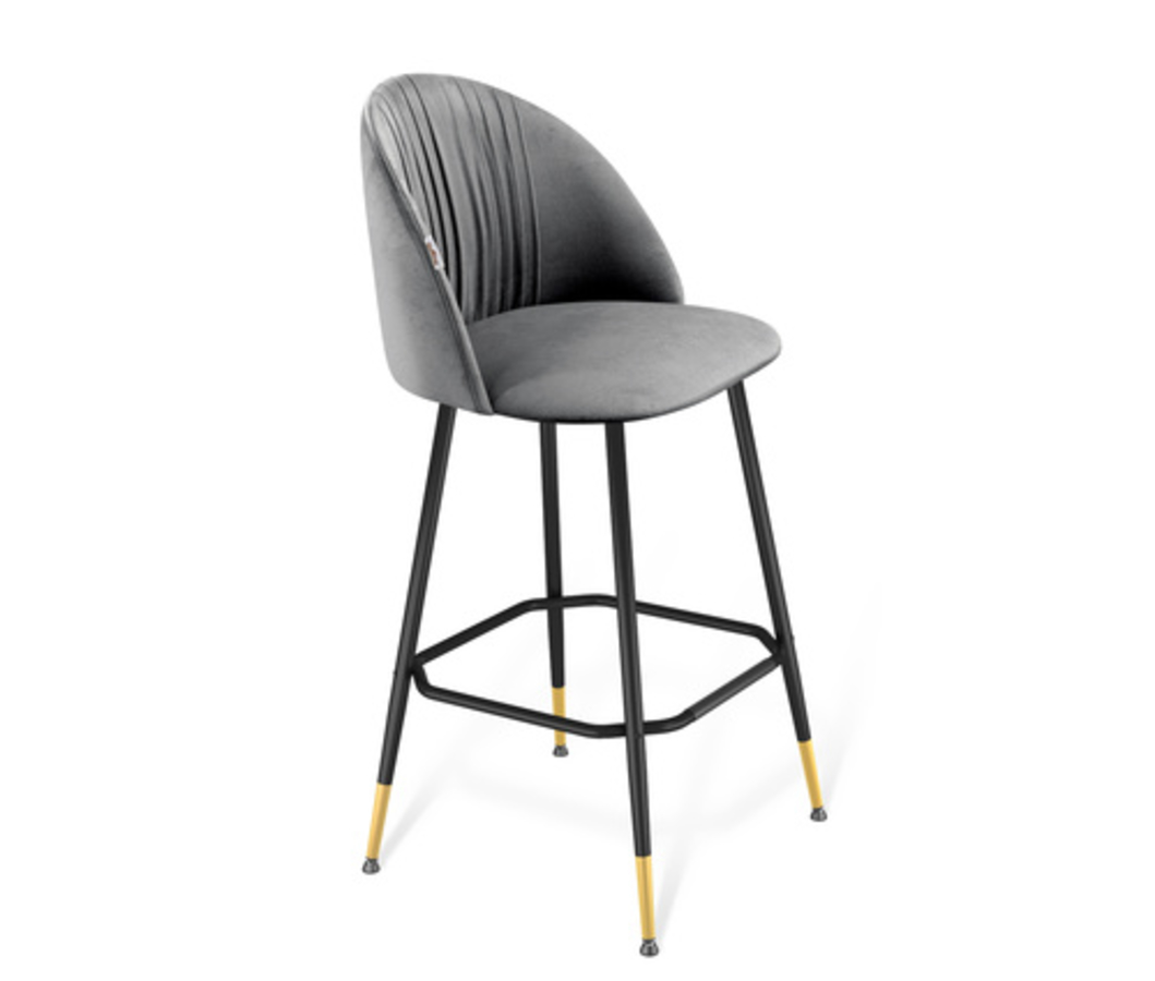 Барный стул Порто, серый, черный с золотом фото